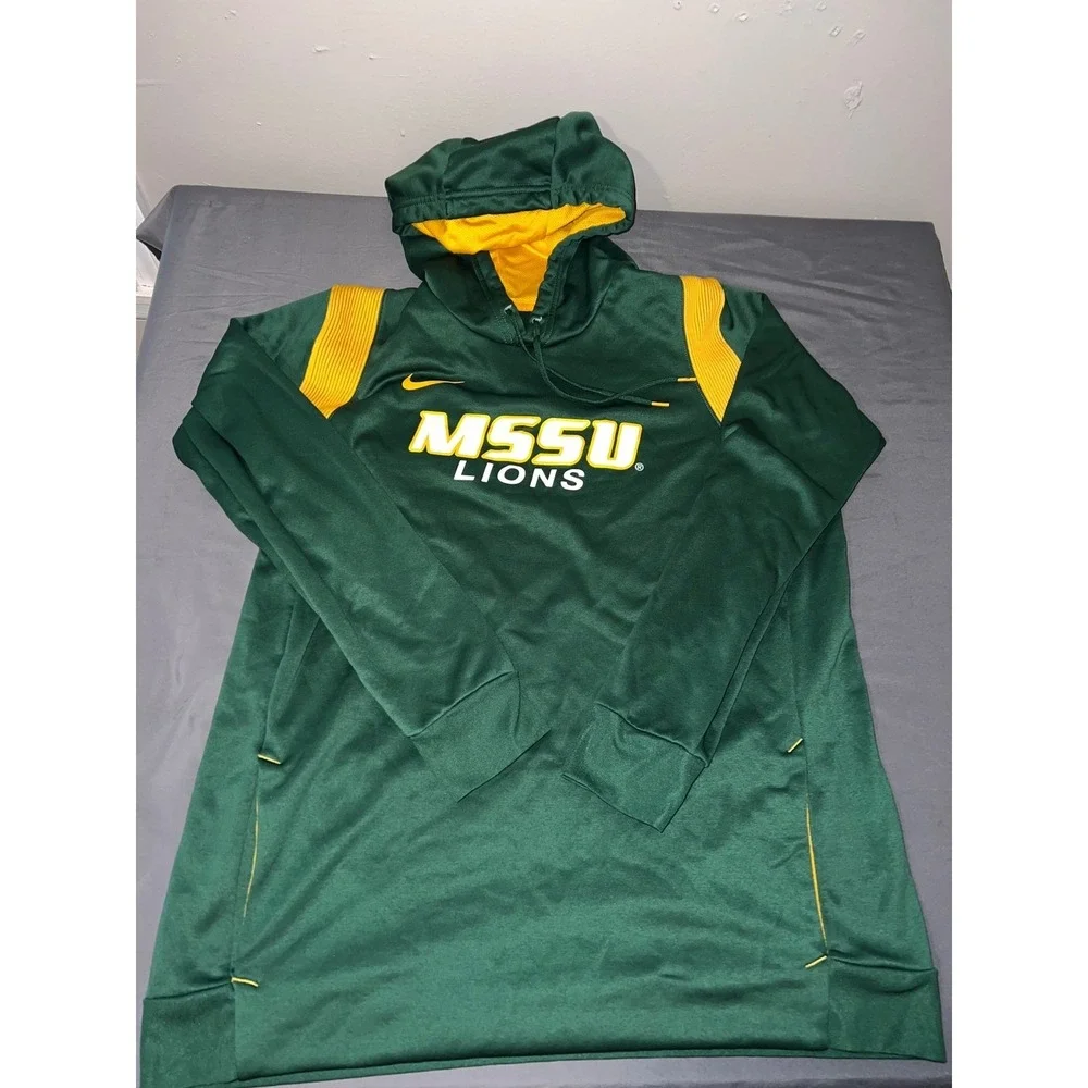 Nike MSSU Lions Hoodie Mens XL Green Therma-FIT Missouri Southern Pullover
